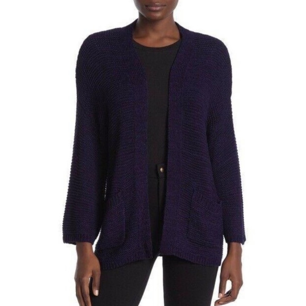 Ceny Navy Blue Knit Open Front Cardigan